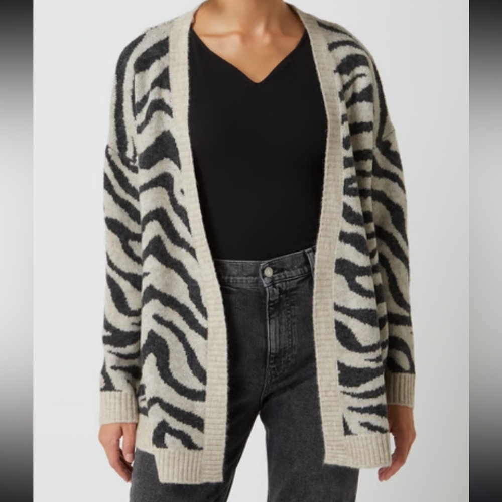 ICHI Zebra Open Sweater Cardigan
